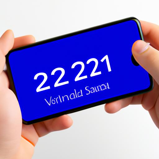 Người dùng cầm smartphone hiển thị logo Visual Studio 2022 trên màn hình