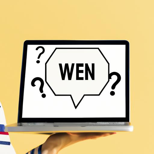 Một người cầm laptop với biểu tượng dấu hỏi tượng trưng cho những câu hỏi thường gặp về thiết kế web tại Kiến An