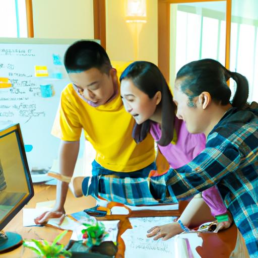 Một nhóm nhà phát triển web hợp tác và lên kế hoạch các bước để thiết kế thành công một trang web cho Hà Giang. Họ đang thảo luận về quá trình nghiên cứu, thiết kế, phát triển và tối ưu hóa.